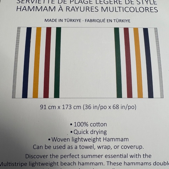 BNWT Hudson’s Bay Company HBC Stripes Multistripe hammam wrap scarf towel cover - Picture 2 of 8